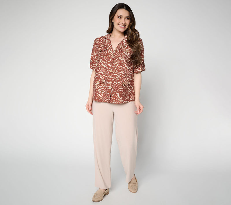 Dennis Basso Regular Woven Lino Printed Safari Jacket — View 5