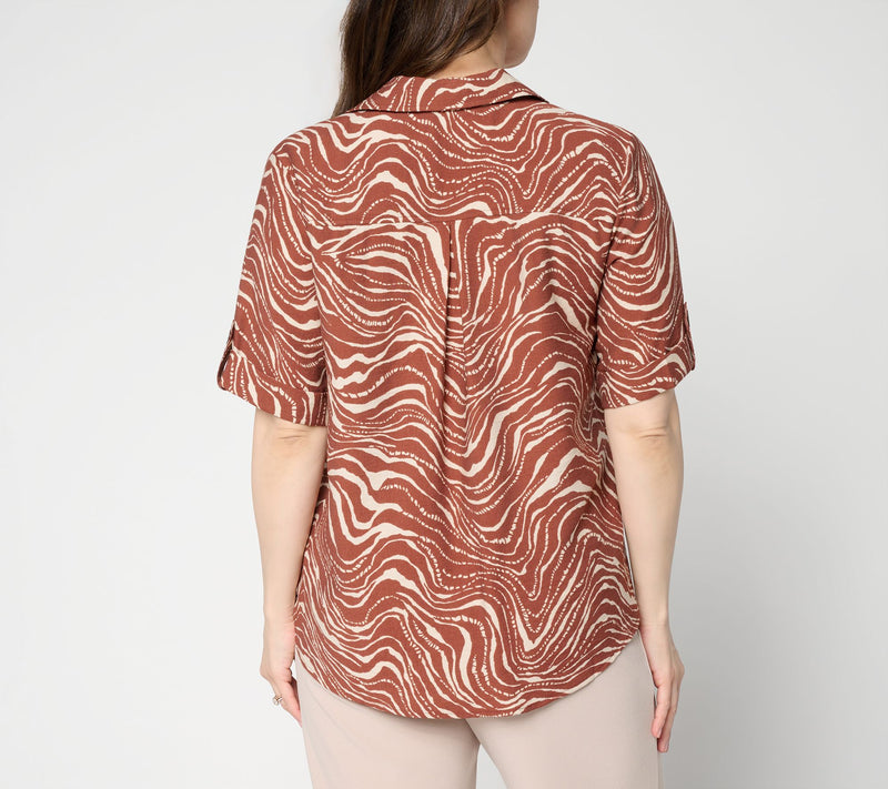 Dennis Basso Regular Woven Lino Printed Safari Jacket — View 4