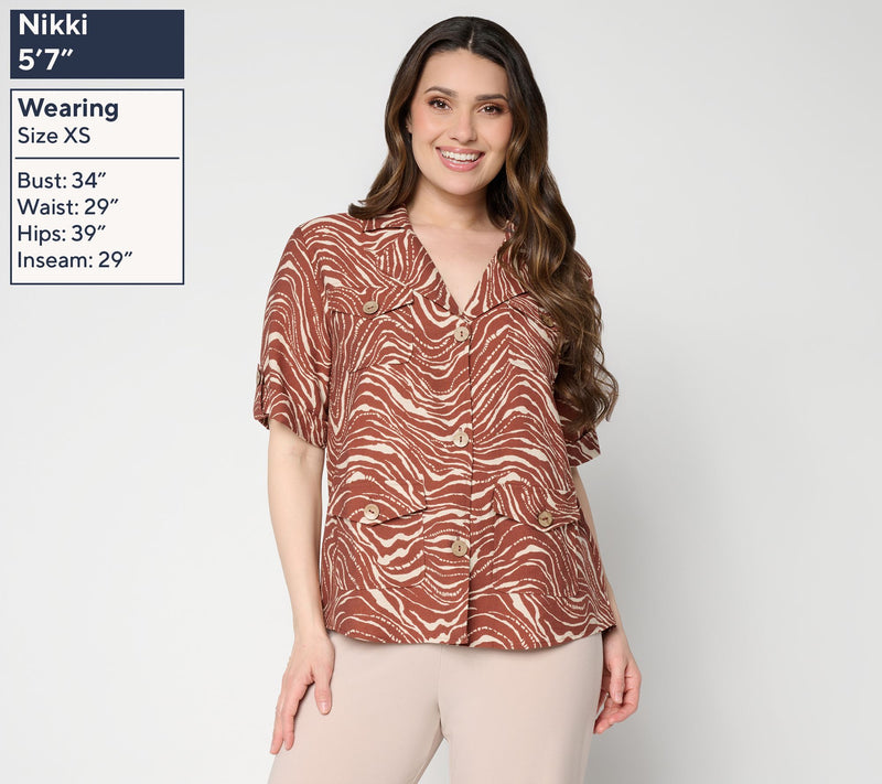 Dennis Basso Regular Woven Lino Printed Safari Jacket — View 3