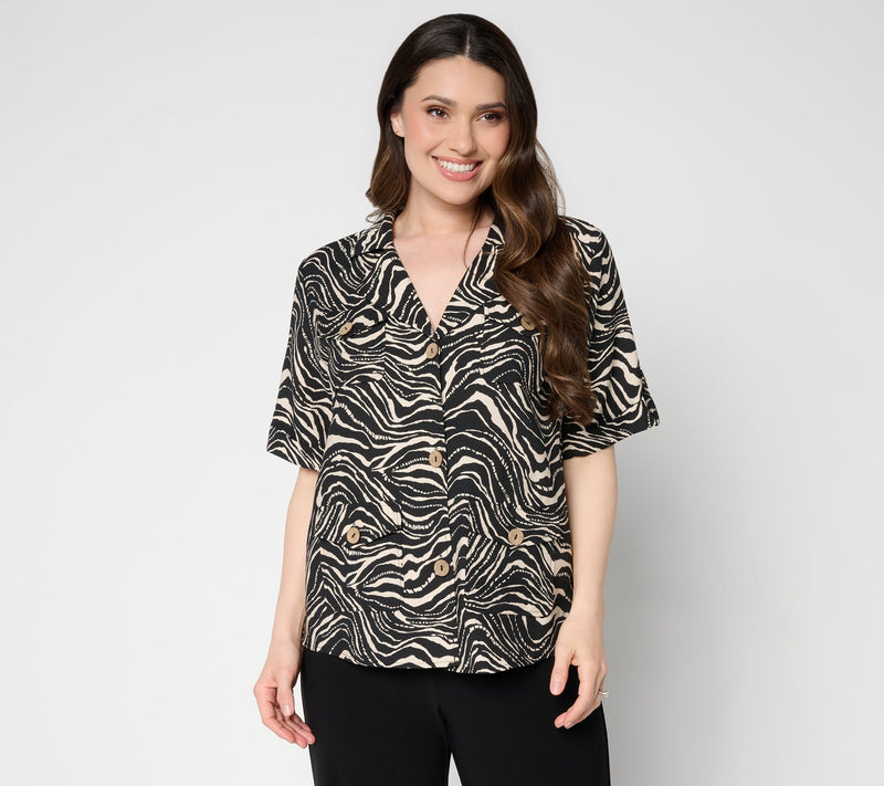 Dennis Basso Petite Woven Lino Printed Safari Jacket — View 10