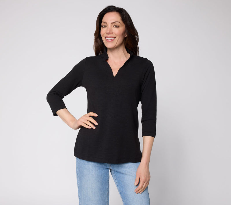 Belle by Kim Gravel Slub Knit Frill Seeker 3/4 Sleeve Top — View 12