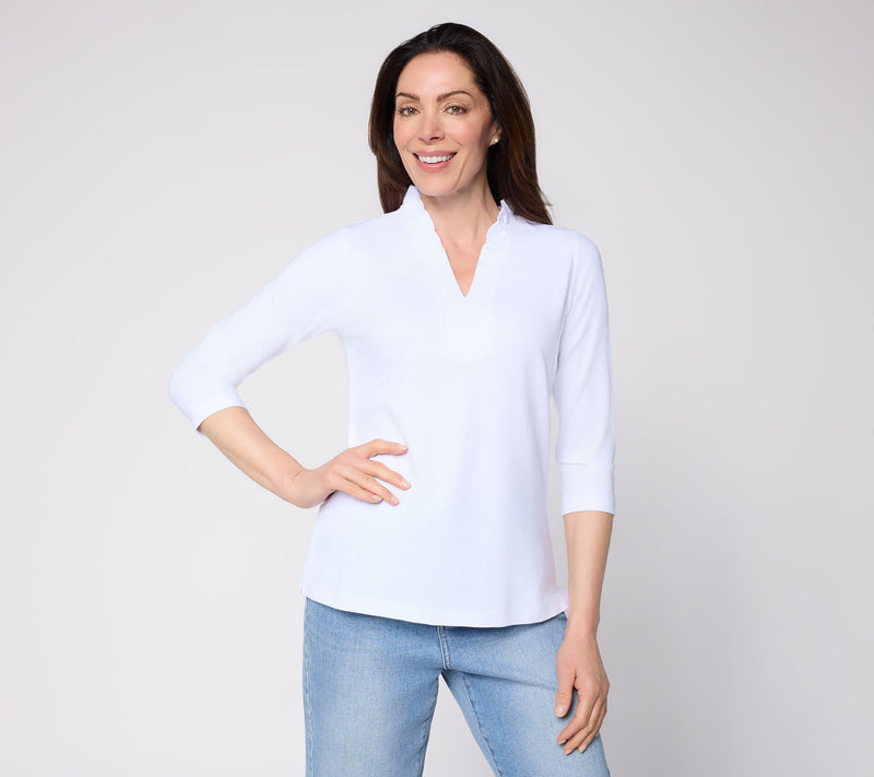 Belle by Kim Gravel Slub Knit Frill Seeker 3/4 Sleeve Top — View 13