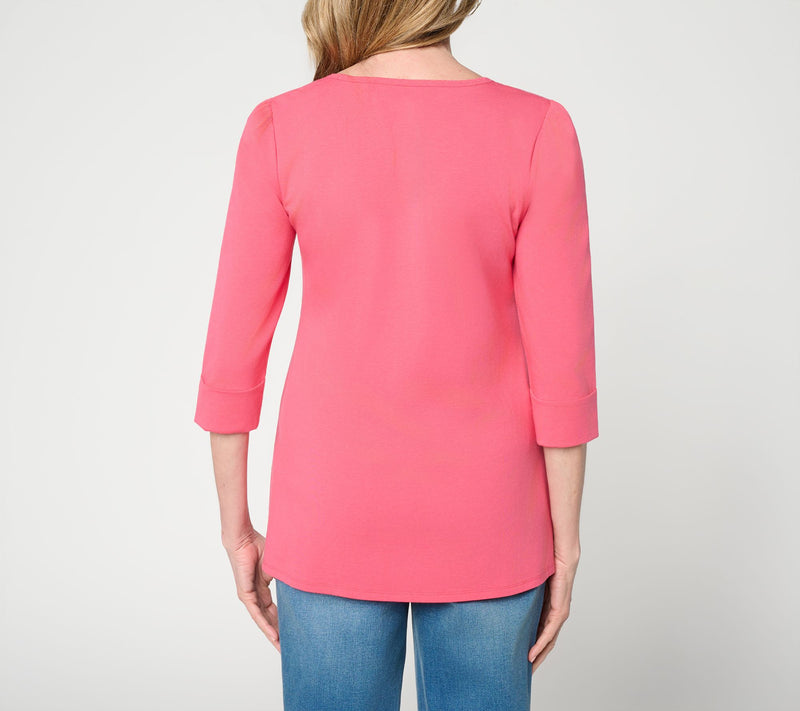 Ree by the Pioneer Woman Essentials V-Neck Elbow Sleeve Top — View 4