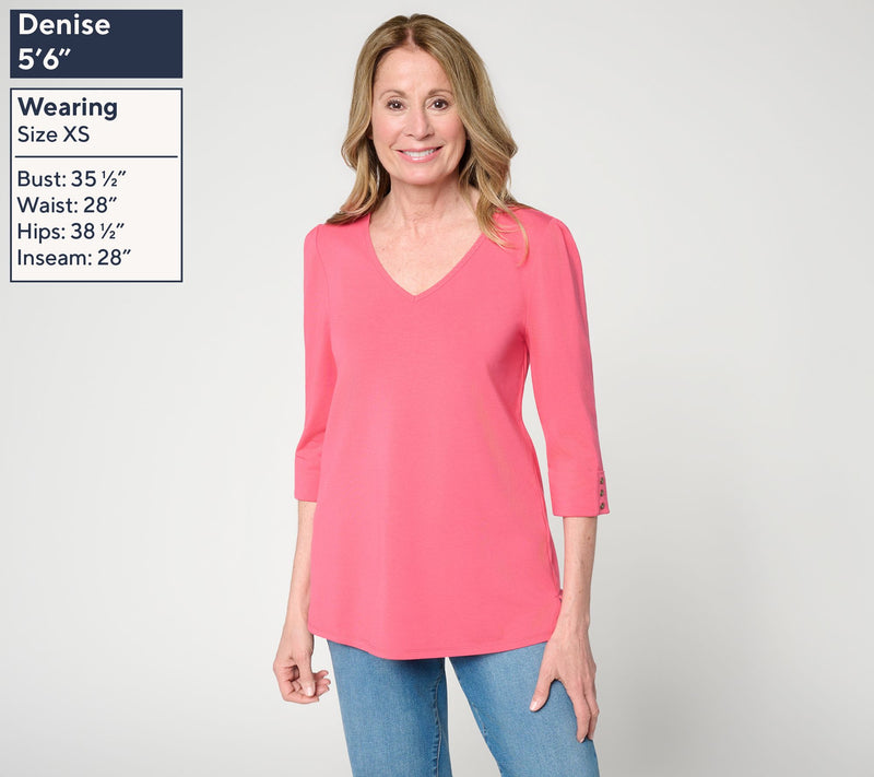 Ree by the Pioneer Woman Essentials V-Neck Elbow Sleeve Top — View 3