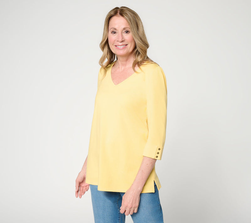 Ree by the Pioneer Woman Essentials V-Neck Elbow Sleeve Top — View 10