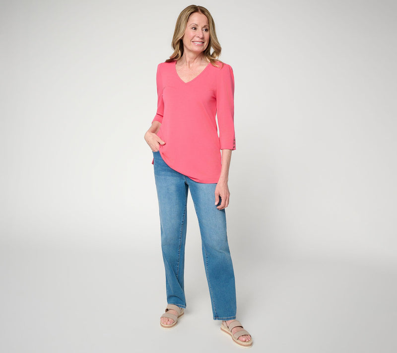 Ree by the Pioneer Woman Essentials V-Neck Elbow Sleeve Top — View 5