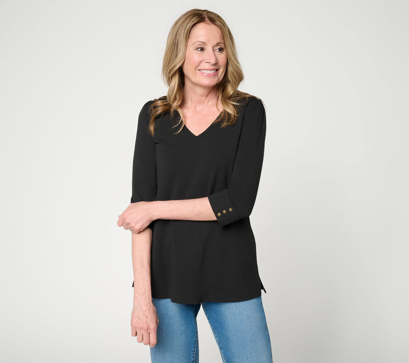 Ree by the Pioneer Woman Essentials V-Neck Elbow Sleeve Top — View 12