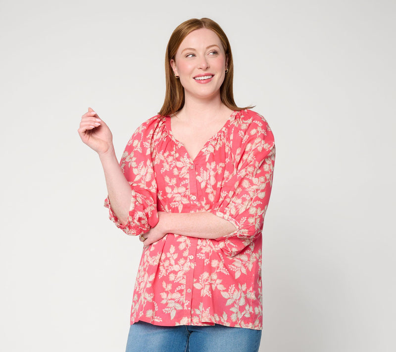 Ree by the Pioneer Woman Split Neck Blouson Sleeve Woven Blouse — View 11