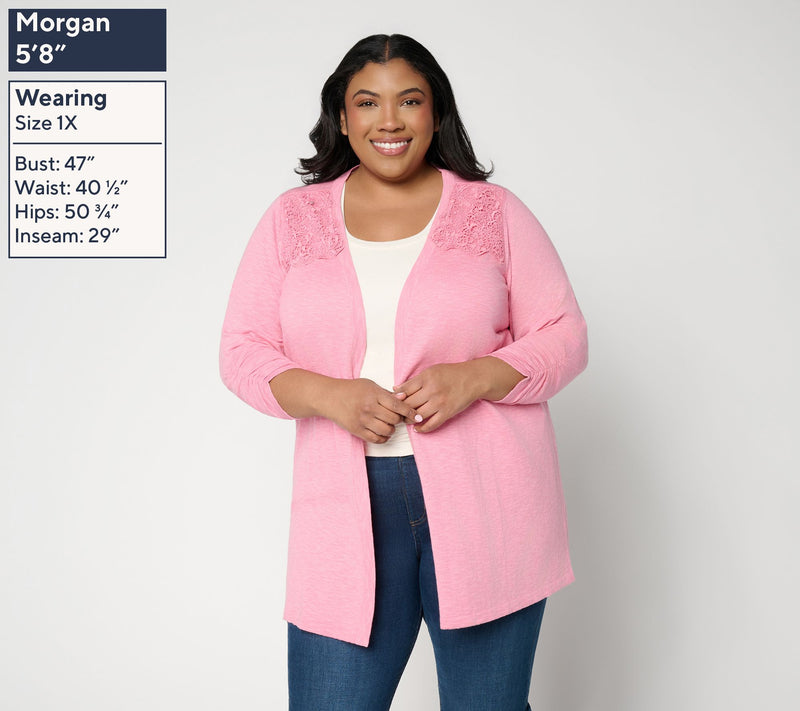 Ree by the Pioneer Woman Regular Lace Shoulder Knit Cardigan — View 3