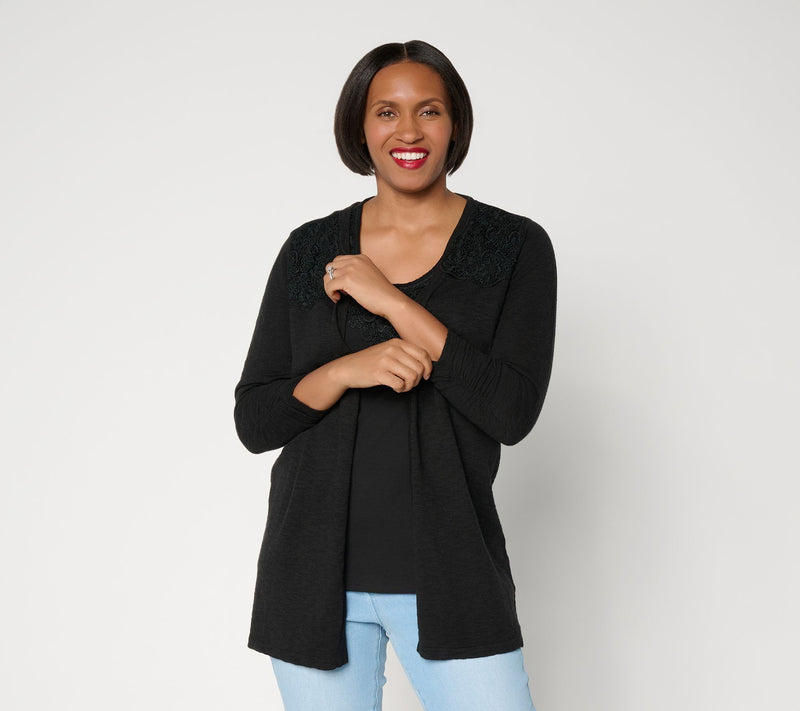 Ree by the Pioneer Woman Regular Lace Shoulder Knit Cardigan — View 11