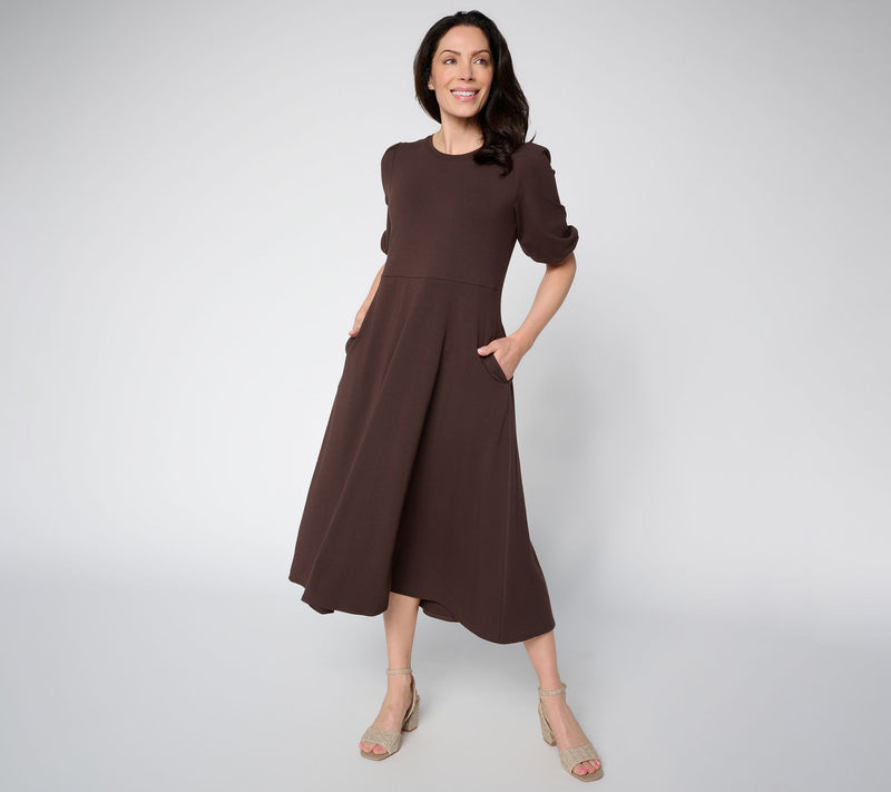 Ree by the Pioneer Woman Petite Puff Sleeve Knit Midi Dress — View 3
