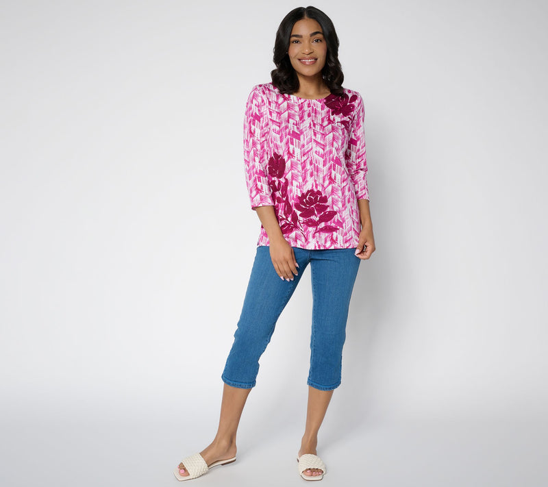 Belle by Kim Gravel Regular Denim TripleLuxe Soutache Capri — View 7