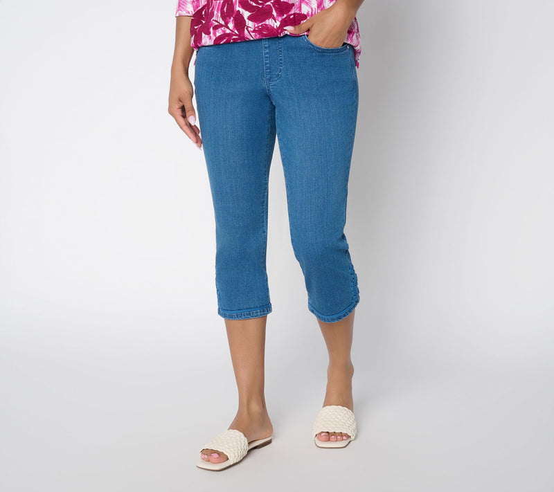 Belle by Kim Gravel Regular Denim TripleLuxe Soutache Capri — View 3