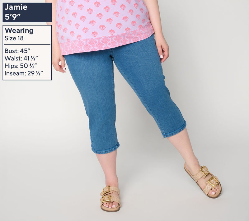 Belle by Kim Gravel Petite Denim TripleLuxe Soutache Capri — View 4