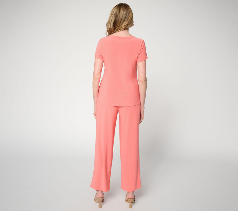 Attitudes by Renee Petite Como Jersey Top and Pant Set — View 10