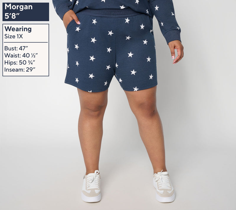 Liberty Belles by Kim Gravel Regular 7" French Terry Star Shorts — View 8