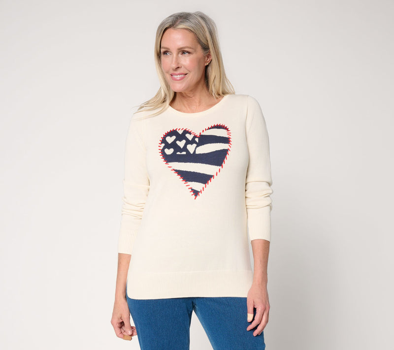 Liberty Belles by Kim Gravel Old Glory Topstitched Flag Sweater — View 10