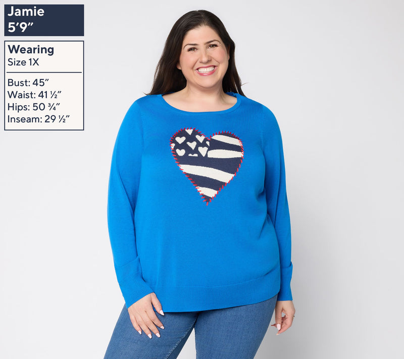 Liberty Belles by Kim Gravel Old Glory Topstitched Flag Sweater — View 2