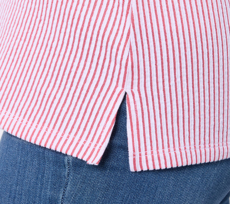 Liberty Belles by Kim Gravel Seersucker Ruffle Sleeve Mini Stripe Top — View 6