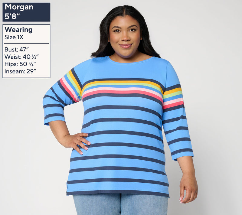 Liberty Belles by Kim Gravel TripleLuxe Knit Summer Splash Striped Top — View 6