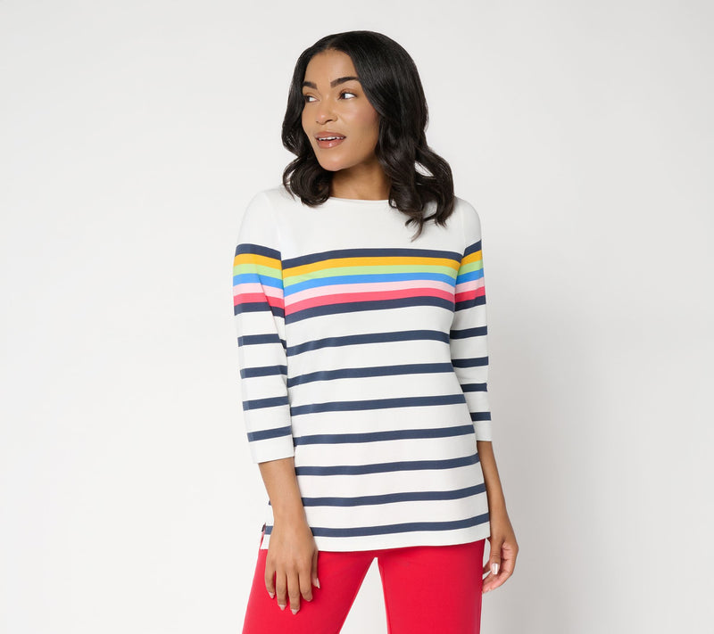 Liberty Belles by Kim Gravel TripleLuxe Knit Summer Splash Striped Top — View 13