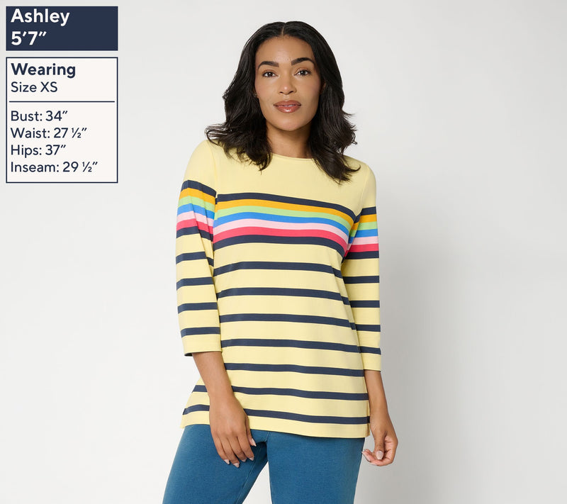 Liberty Belles by Kim Gravel TripleLuxe Knit Summer Splash Striped Top — View 7