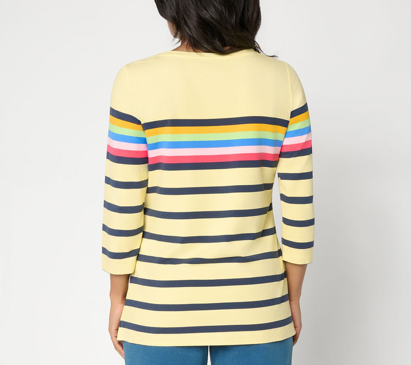 Liberty Belles by Kim Gravel TripleLuxe Knit Summer Splash Striped Top — View 8