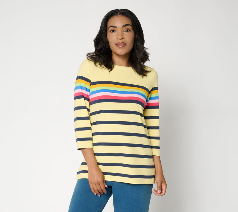Liberty Belles by Kim Gravel TripleLuxe Knit Summer Splash Striped Top — View 3