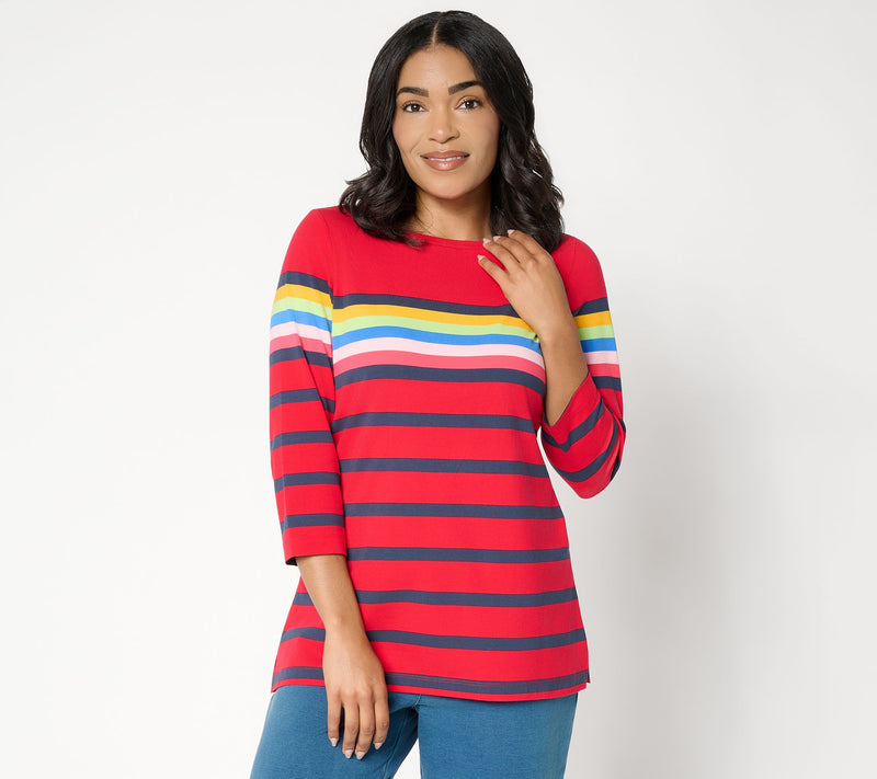 Liberty Belles by Kim Gravel TripleLuxe Knit Summer Splash Striped Top — View 14