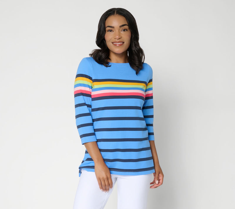 Liberty Belles by Kim Gravel TripleLuxe Knit Summer Splash Striped Top — View 5