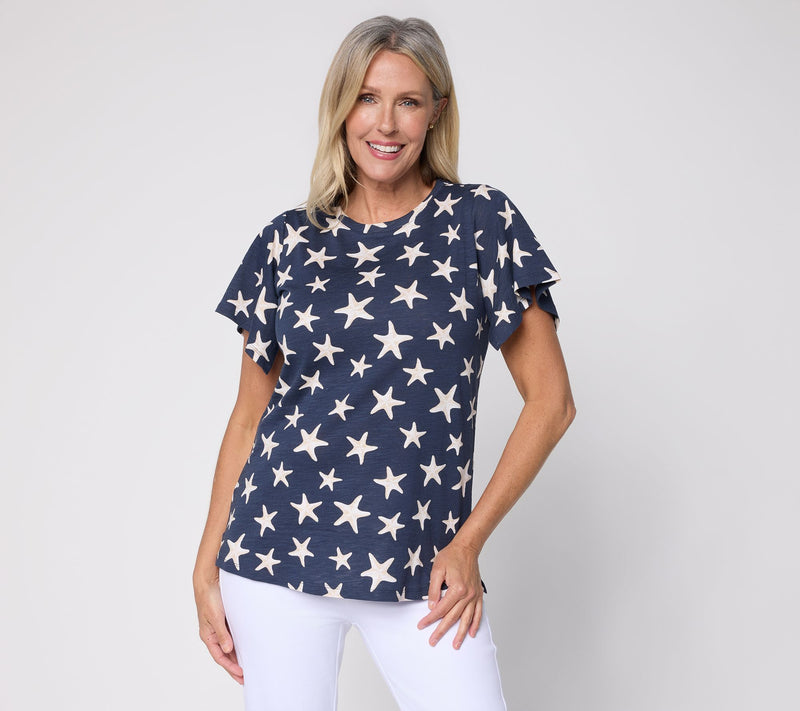 Liberty Belles by Kim Gravel Slub Knit Baby I'm a Starfish Top — View 14