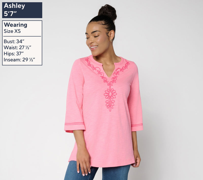 Belle by Kim Gravel Petite Slub Club Sassy Soutache Top — View 11