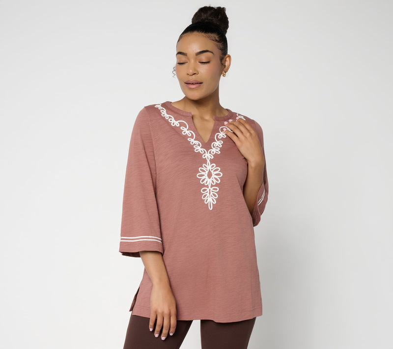 Belle by Kim Gravel Petite Slub Club Sassy Soutache Top — View 9