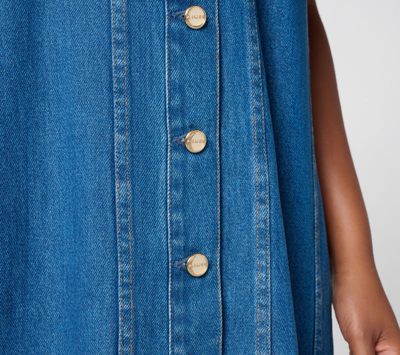 Flowee by Aimee Kestenberg Button Front Denim Dress with Pockets — View 6
