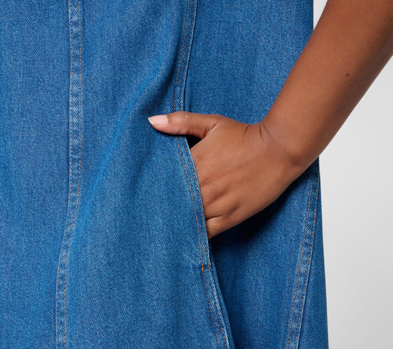 Flowee by Aimee Kestenberg Button Front Denim Dress with Pockets — View 5