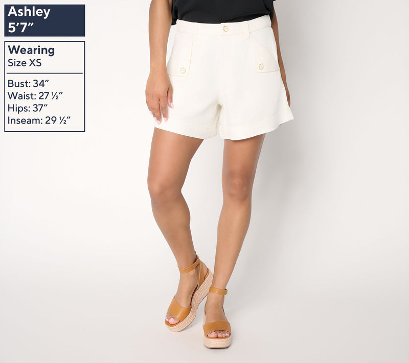 Flowee by Aimee Kestenberg Denim Short w/ Back Elastic Waistband — View 2