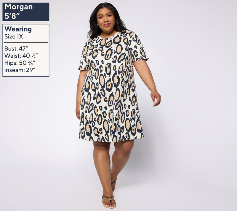 Luxe by Aimee Kestenberg Regular Printed A-Line Tee Shirt Dress — View 14