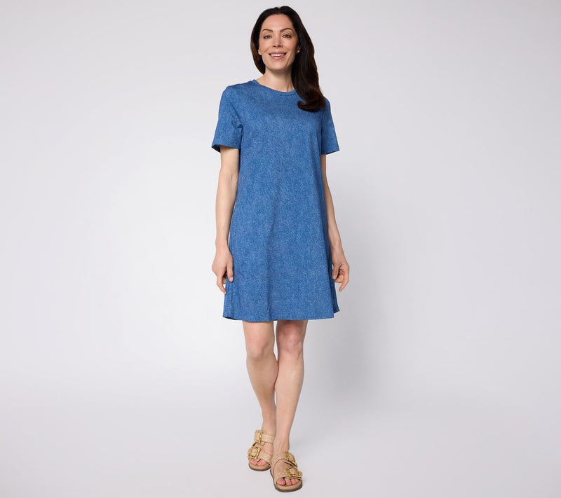 Luxe by Aimee Kestenberg Regular Printed A-Line Tee Shirt Dress — View 13