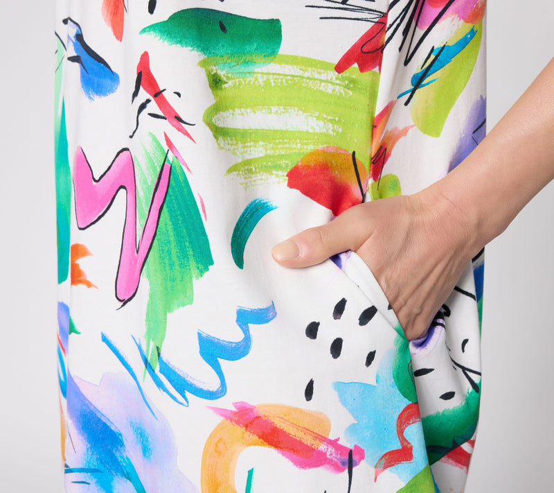 Luxe by Aimee Kestenberg Petite Printed A-Line T-Shirt Dress — View 17
