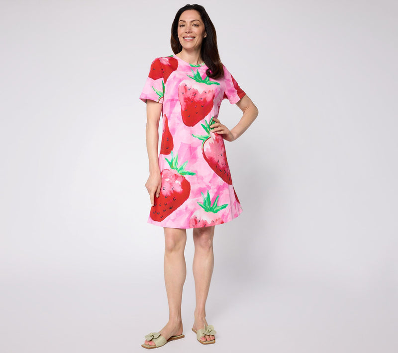 Luxe by Aimee Kestenberg Petite Printed A-Line T-Shirt Dress — View 5