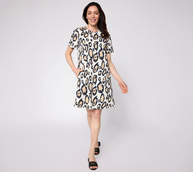 Luxe by Aimee Kestenberg Petite Printed A-Line T-Shirt Dress — View 11