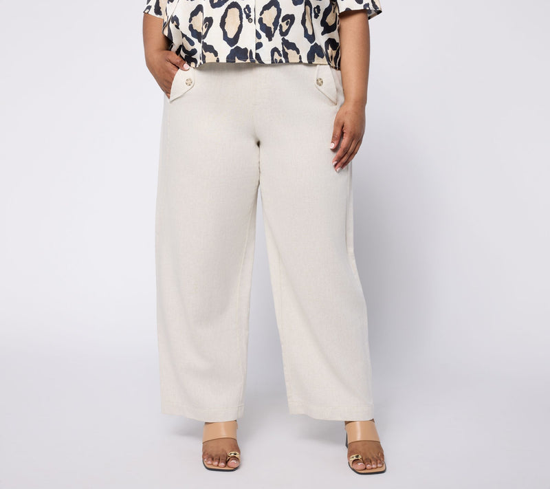 Earth by Aimee Kestenberg Petite Cotton Linen Wide-Leg Pants — View 2