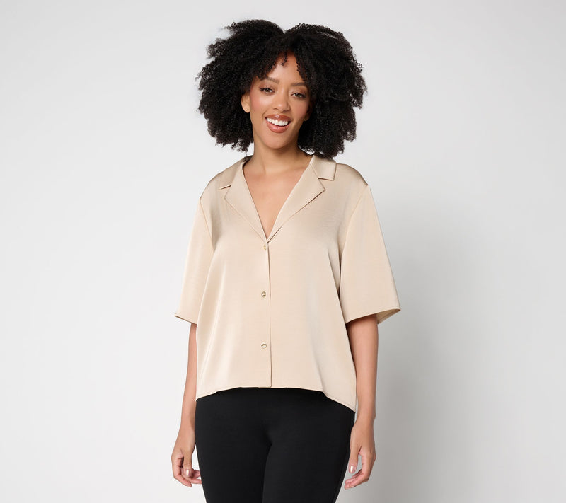 Silkee by Aimee Kestenberg Button Front Camp Shirt — View 15