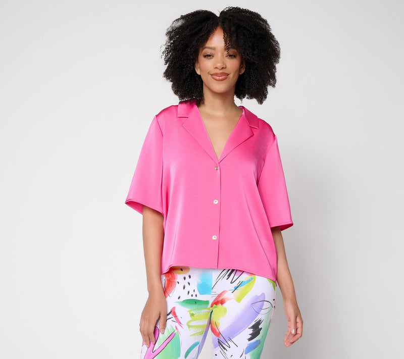 Silkee by Aimee Kestenberg Button Front Camp Shirt — View 16