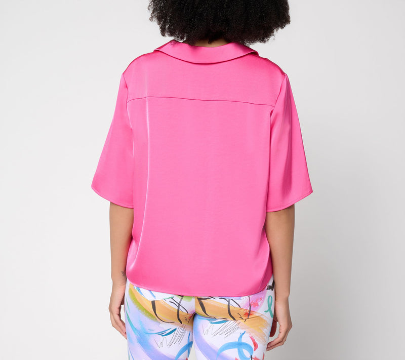 Silkee by Aimee Kestenberg Button Front Camp Shirt — View 6