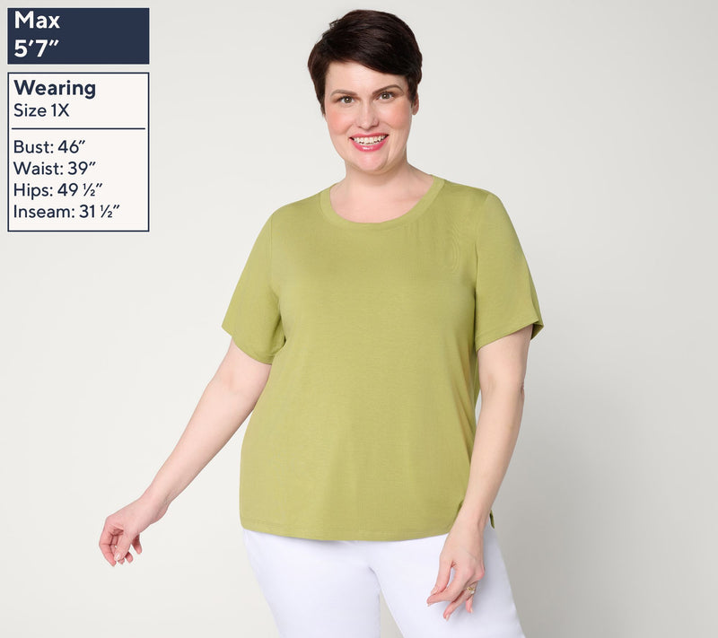 Susan Graver Essentials Rayon Allure Knit Crew Neck Top — View 2