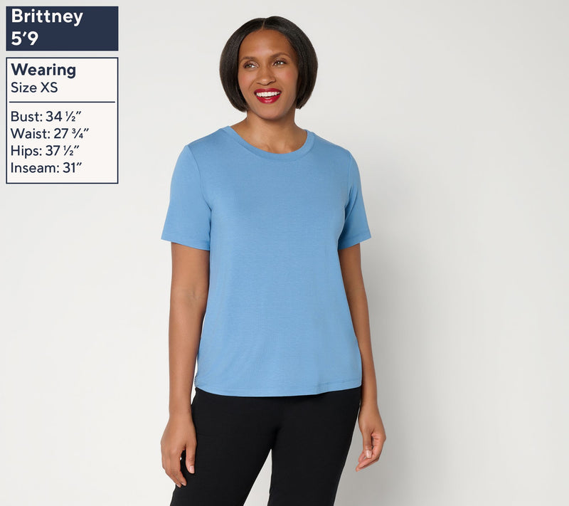 Susan Graver Essentials Rayon Allure Knit Crew Neck Top — View 3