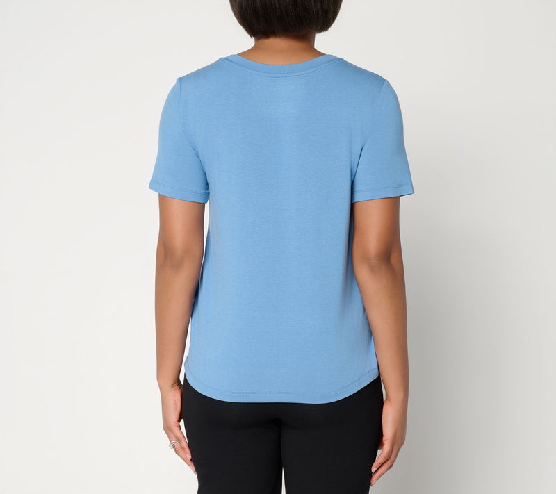 Susan Graver Essentials Rayon Allure Knit Crew Neck Top — View 4