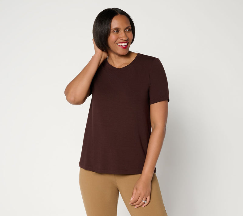 Susan Graver Essentials Rayon Allure Knit Crew Neck Top — View 13