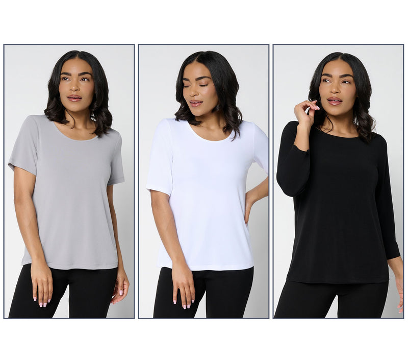 Susan Graver Essentials Liquid Knit Set of 3 Tops — Main view